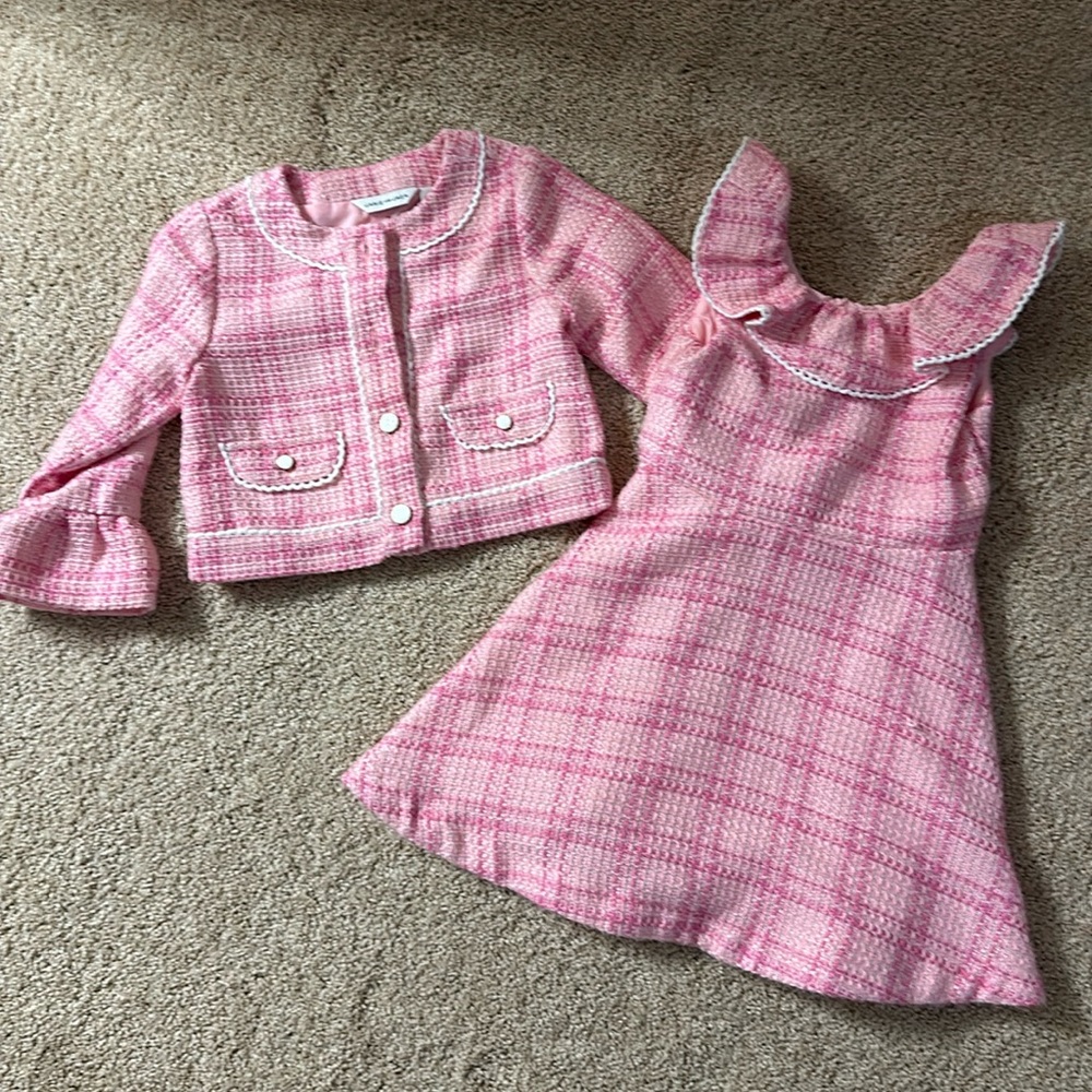 Janie and Jack Pink Plaid Kids Matching Set